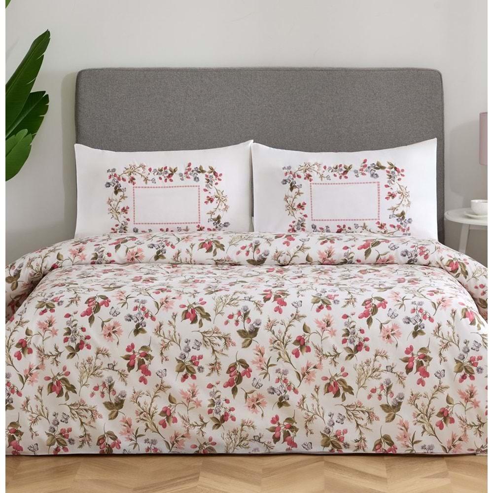 Özdilek Nev Serisi -Beyaz Fresa Rosa- Çift Kişilik Nevresim Takımı