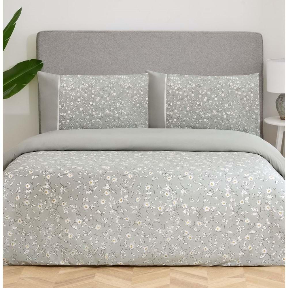 Özdilek Nev Serisi -Gri Dianthus- Çift Kişilik Nevresim Takımı