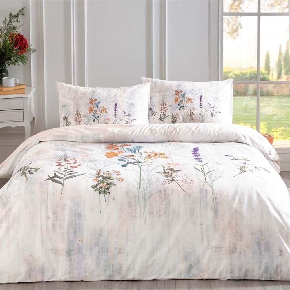 Özdilek Nev Serisi -Somon Floraison- Çift Kişilik Nevresim Takımı