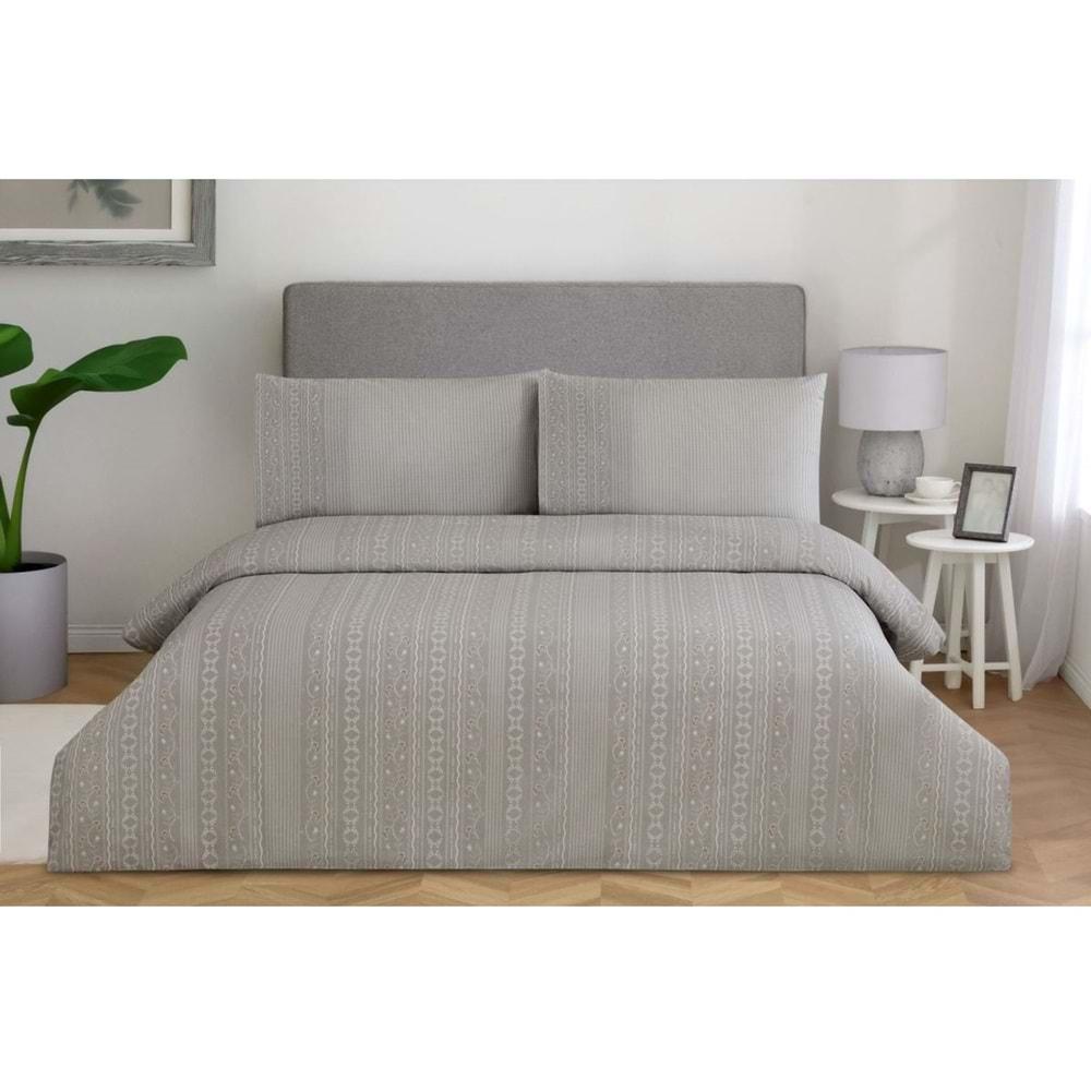 Özdilek Nev Serisi -Gri Lobelya- Tek Kişilik Nevresim Takımı