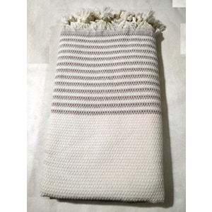 Pamuklu Kaymaz Hasır Dokuma Maxi Kolları Kapatan Koltuk Örtüsü (180x310) - Krem Kahve Yeni