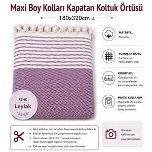 Pamuklu Kaymaz Hasır Dokuma Maxi Kolları Kapatan Koltuk Örtüsü (180x310)