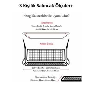 Mandaş Süngerli 3 Kişilik Salıncak Minder Seti (Pamuklu Kumaş)-Bej Çizgili