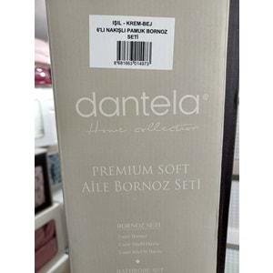 Dantela Premium Soft Nakışlı Aile Bornoz Seti-Işıl Krem Bej