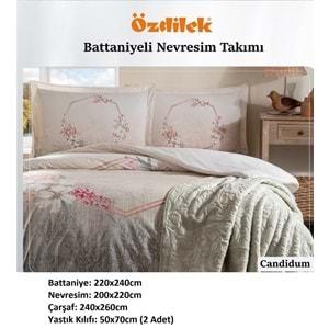 Özdilek Trendy Battaniyeli Çift Kişilik Nevresim Takımı-Candidum Krem