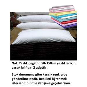 2 Adet Karı Koca Yastık Kılıfı, Uzun Maxi Boy Yastık Kılıfı (50x150)-Karışık Renkli