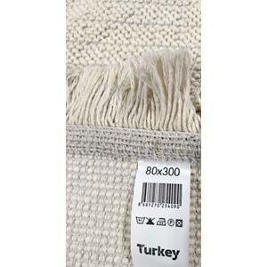 Pamuklu Hafif Defolu Bukle Lüks Kilim, Yolluk (80x300)-Krem