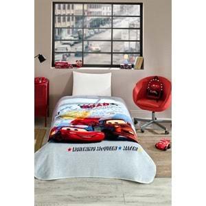 Özdilek Lisanslı Tek Kişilik Çocuk Battaniye (155x215)-Şimşek Mcqueen Cars Road Gri