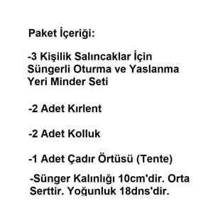 Mandaş Süngerli 3 Kişilik Salıncak Minder Seti (Pamuklu Kumaş)-Yeşil Krem