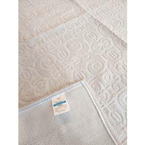 Pamuklu Bukle Lüks Kilim (140x200)-Spiral Düz Krem