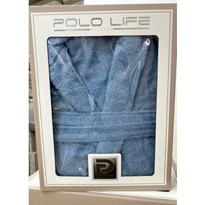 Polo Life Kutulu %100 Pamuk Tek Bornoz Şalyaka-K.Mavi (L Beden)