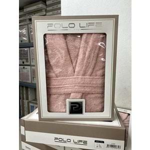 Polo Life Kutulu %100 Pamuk Tek Bornoz Şalyaka-Şeftali (XXL Beden)