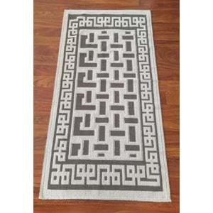 Pamuklu Bukle Lüks Kilim (80x150)-Labirent Kreme Kahve