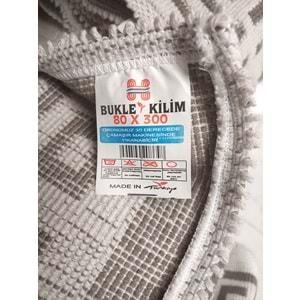 Pamuklu Bukle Lüks Kilim, Yolluk (80x300)-Labirent Kreme Kahve