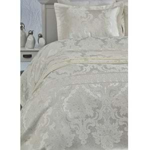 Dantela Armada Jakarlı Çift Kişilik Yatak Örtüsü Seti (250x260)-Krem