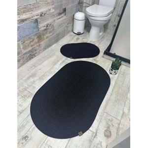 Jüt Hasır 2li Banyo Paspas Takımı-Siyah