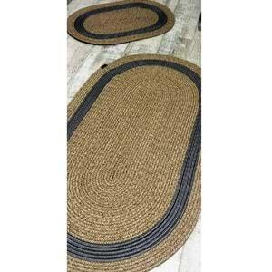 Jüt Hasır 2li Banyo Seti Paspas Takımı-Bej Ortası Gri