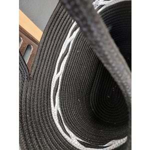 Doğal Hasır Jüt El Örmesi Günlük Kullanım ve Plaj İçin Uygun Bayan Çanta-Siyah Ortası Beyaz Çizgili