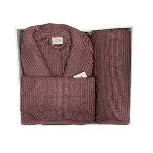 Nurpak Tek Kişilik Bornoz Seti Şalyaka-Ekol Mürdüm (Beden L-XL)