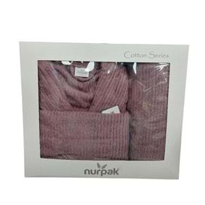 Nurpak Tek Kişilik Bornoz Seti Şalyaka-Ekol Mürdüm (Beden L-XL)