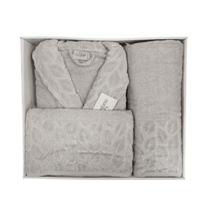 Nurpak Tek Kişilik Bornoz Seti Şalyaka-Hazal Gri (Beden XL-XXL)