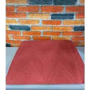 2 Adet Şaheser %100 Pamuk Çift Kişilik Pike 240x220 (Tek Pike)-Brick Red