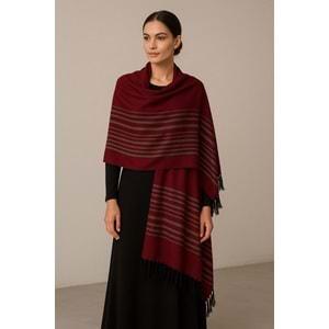 Pamuklu İp El Dokuma Şal -kırmızı /Gri 50*190 CM MT1002