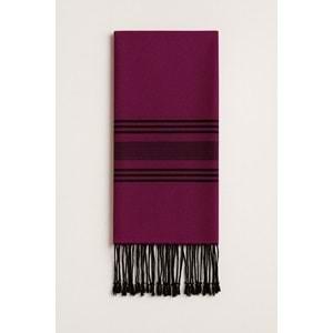 Pamuklu İp El Dokuma Şal Mürdüm / Siyah 50*190 CM MT1004