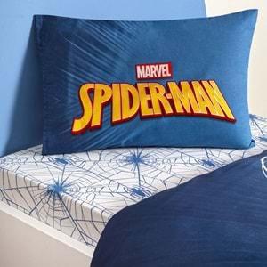 Taç Spiderman Classical Lisanslı Ranforce Çarşafı Lastikli Tek Kişilik Nevresim Takımı-Mavi
