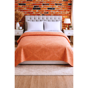 Şaheser %100 Pamuk Çift Kişilik Pike 240x220 (Tek Pike)-Portakal