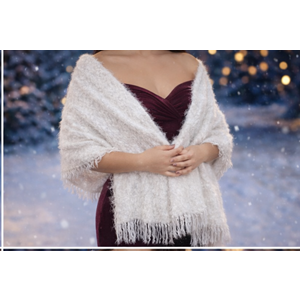 Mandaş Style El Dokuma Angora Bayan Şalı-Beyaz