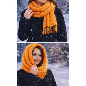 Mandaş Style El Dokuma Angora Bayan Şalı-Hardal