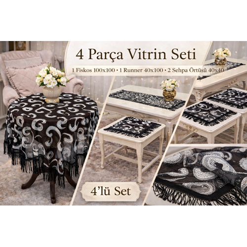 Ellesa Örümcek doku sehpa seti 4 Prç siyah