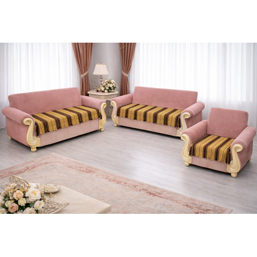 Mandaş Kolsuz Oturma yeri koltuk örtüsü 4 parça kahve / sarı