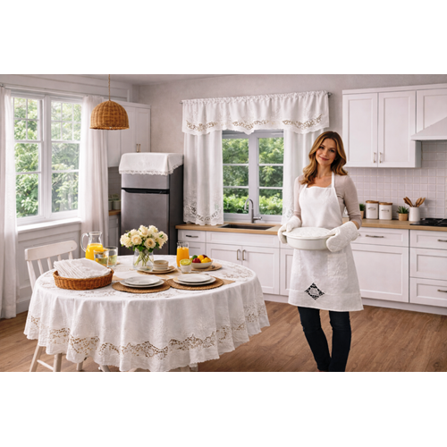 cotton angles delik işi mutfak takımı 30 parça beyaz