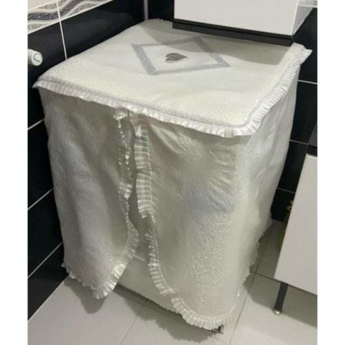 Mandaş Modern Lüks Çamaşır Makine Örtüsü-Krem