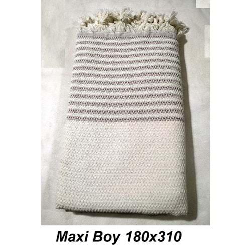 Pamuklu Kaymaz Hasır Dokuma Maxi Kolları Kapatan Koltuk Örtüsü (180x310) - Krem Kahve Yeni
