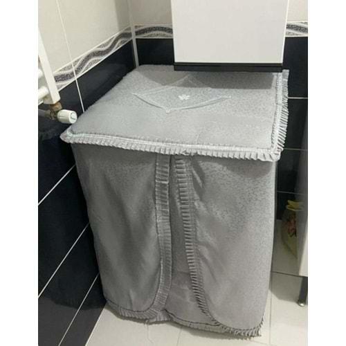 Mandaş Modern Lüks Çamaşır Makine Örtüsü-Gümüş Gri