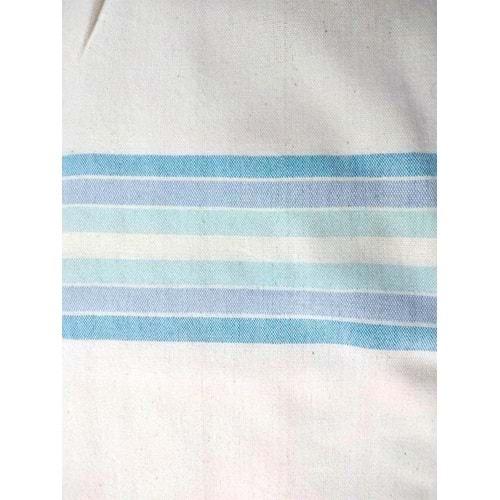 Mandaş Pamuklu El Dokuma Peştemal (80x200) - Krem Mavi