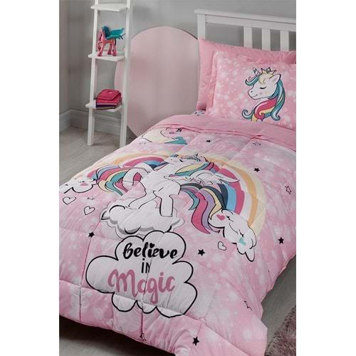 Özdilek Lisanslı Tek Kişilik Çocuk Uyku Seti-Unicorn Pembe