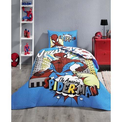 Özdilek Kapitoneli Lisanslı Fitted Çarşaflı Tek Kişilik Nevresim Tak Complete Set-Spiderman New York