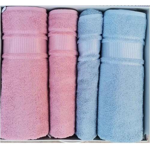 Özdilek Best Hamam Seti, Banyo Havlu Takımı-colourıst mavi-pembe
