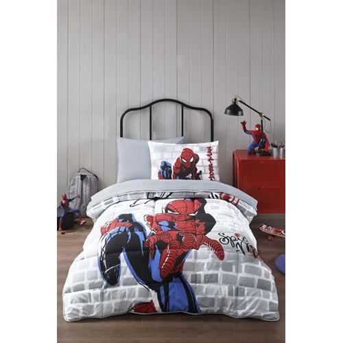 Özdilek Lastikli Çarşaflı Lisanslı Tek Kişilik Çocuk Uyku Seti-Spiderman Süper Hero Kırmızı