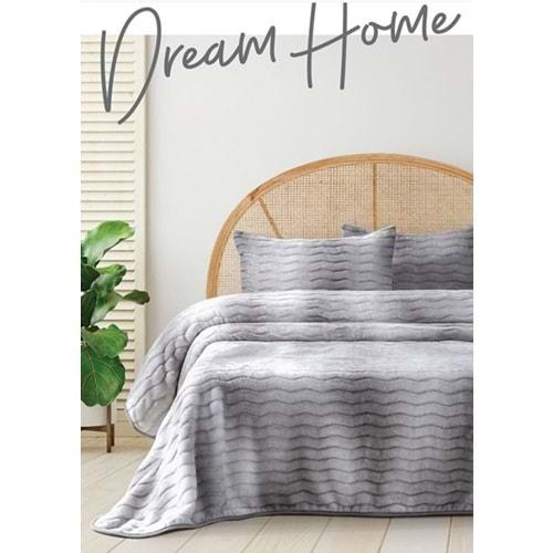 Merinos Dream Home Yumuşak Çift Kişilik Battaniye Seti (220x240)-Gri
