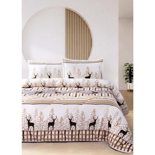 Merinos Comforter Set, Çift Kişilik Yorgan Seti (220x240)-Deer Bej