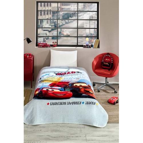 Özdilek Lisanslı Tek Kişilik Çocuk Battaniye (155x215)-Şimşek Mcqueen Cars Road Gri