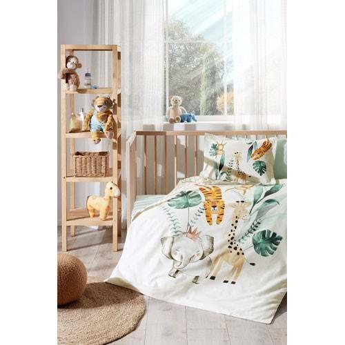 Özdilek Ranforce Bebek Beşik Nevresim Takımı-Jungle Krem