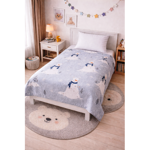 Amazon Ev Pamuk Dokuma Tek Kiş çocuk Pike 160*240 Cm Gri/ Kardan Adam A12
