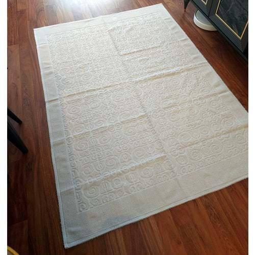 Pamuklu Bukle Lüks Kilim (80x150)-Spiral Krem