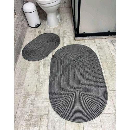 Jüt Hasır 2li Banyo Paspas Takımı-Gri